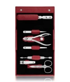 Zwilling Classic Inox Maniküre Pediküre Set 7tlg. Mit Nagelknipser, Leder, Rot Maniküre-Set